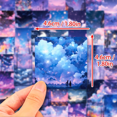 50 Stück Traumhafter Sternenhimmel Dekorative Aufkleber Ästhetische Galaxie Aurora Landschaft Für Scrapbooking DIY Journal Kunsthandwerk Aufkleber