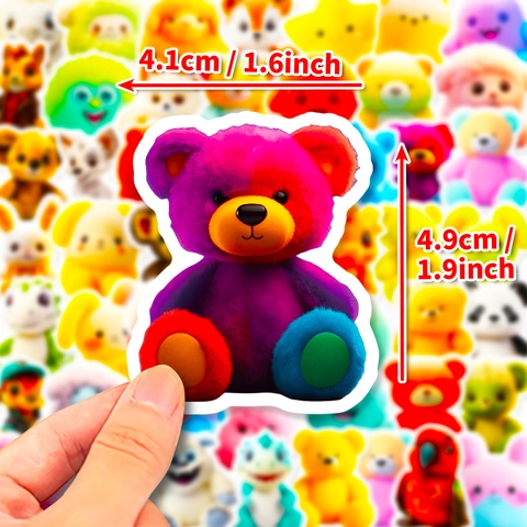 Cute Cartoon Bear Stickers Plush Texture Effect For Kids DIY Journal Scrapbooking Laptop Decals Decorative Accessories