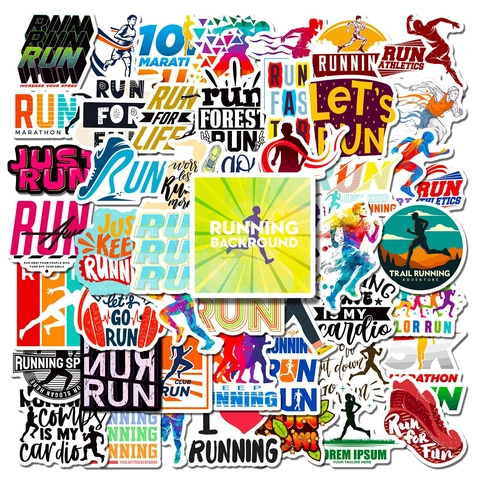 Laufen Sportlicher Stil Wasserdichte Aufkleber Marathon Inspirierende Zitate Vinyl Decals Für Skateboard Gepäck Laptop Deko