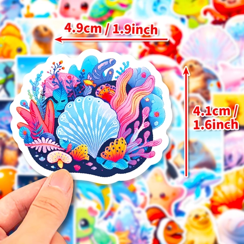 Adesivi a Cartone Animato con Animali Marini per Laptop Skateboard Bagaglio Decorazione Fai da Te Regalo per Bambini Design Impermeabile