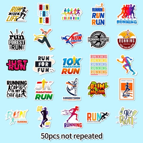 Laufen Sportlicher Stil Wasserdichte Aufkleber Marathon Inspirierende Zitate Vinyl Decals Für Skateboard Gepäck Laptop Deko