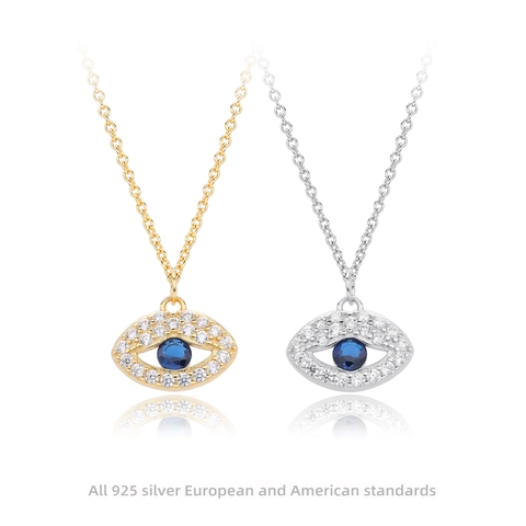 925 Sterling Zilver Boze Oog Hanger Halsketting Met Zirkonia Modieuze Lichte Luxe Verstelbare Ketting Voor Vrouwen Sieraden