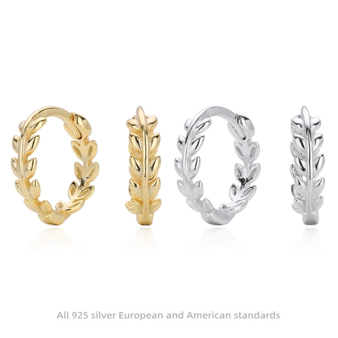 925 Sterling Zilveren Olijftak Blad Huggie Oorbellen Voor Vrouwen Goud Zilver Verguld Verfijnde Minimalistische Sieraden Cadeau