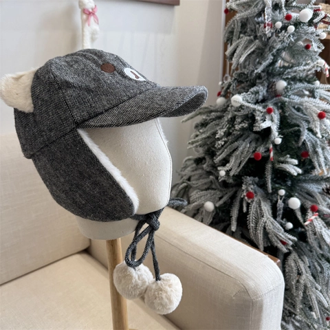 Gorro de Trampero de Peluche con Orejas de Oso para Mujer Gorra de Invierno Cálida Protección para los Oídos Cortavientos