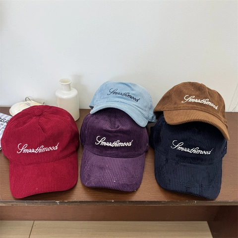 Berretto da Baseball in Velluto a Coste Vintage per Uomo Donna Ricamo Lettera Smoothmood Regolabile Moda Tempo Libero Hip Hop Cappello