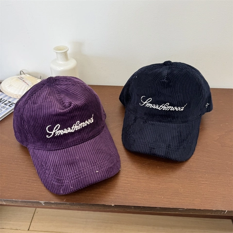 Berretto da Baseball in Velluto a Coste Vintage per Uomo Donna Ricamo Lettera Smoothmood Regolabile Moda Tempo Libero Hip Hop Cappello