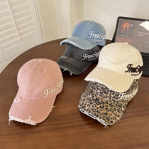 Distressed Gewaschene Denim Baseballkappe Für Damen Herren Amerikanisch Ripped Verstellbare Snapback Mütze Vintage Bestickt Streetwear Casual Sonnenhut
