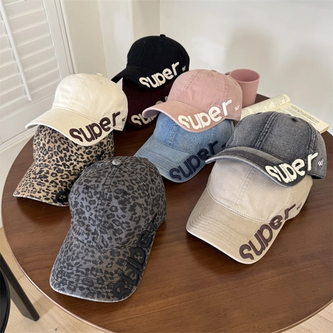 Gorra de Béisbol Desgastada Estilo Callejero Americano para Mujer Retro Bordado de Letras Super 90 Ajustable Gorro de Pato