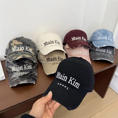 Gorra de Béisbol de Algodón Lavado Vintage Desgastado Con Letras Bordadas Protección Solar Para Hombre Mujer Outdoor Casual Streetwear
