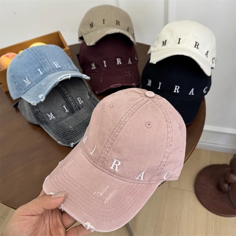 Berretto da Baseball Vintage Lavato con Ricamo Miracle Regolabile Streetwear Fashion Cappello da Sole Unisex
