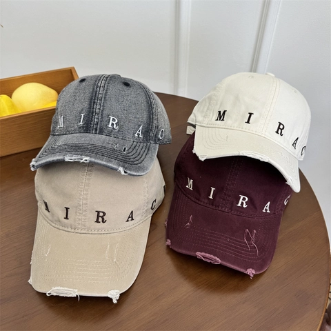 Berretto da Baseball Vintage Lavato con Ricamo Miracle Regolabile Streetwear Fashion Cappello da Sole Unisex