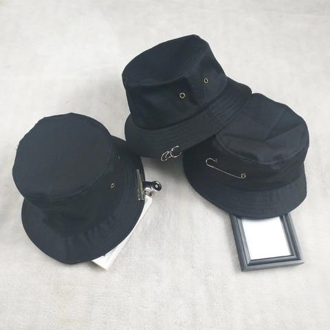Sombrero de Pescador de Algodón Harajuku Streetwear Con Anillos de Hierro Imperdible Plegable Protección Solar Para Hombre Mujer