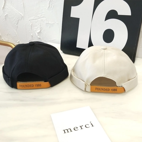 Vintage Unisex Docker Hat Brimless Cap Adjustable Cotton Blend Beanie Hat Streetwear Retro Sailor Cap For Men Women