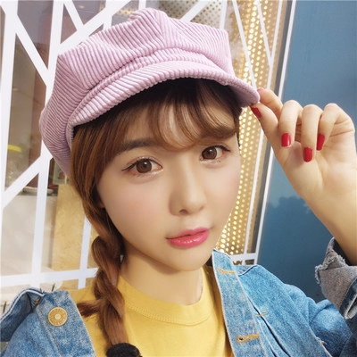 Vintage Corduroy Newsboy Cap For Women Solid Color Retro Octagonal Hat Autumn Winter Warm Painter Beret Cap Casual Accessory