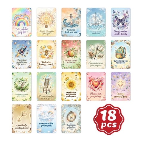 Aquarel Illustratie Positieve Citaten Kaarten Bureau Decor Afgeronde Hoeken Motivatiekaarten Voor Kantoor Thuis School