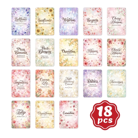 18 Stück Blumensprache Grußkarten Set Aquarell Handgezeichnete Botanische Karten Mit Bedeutungen Für Hochzeit Geburtstag Geschenk