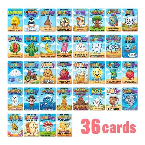 Educational English Lunch Box Joke Cards For Kids Cartoon Puns Riddles Fun Illustration Surprise Learning Stationery Notes Collection