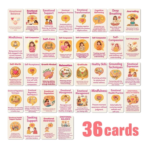 Tarjetas Mindfulness Equilibrio Emocional Terapia Salud Mental Tarjetas de Afirmación para el Autocuidado (RXHB0124)