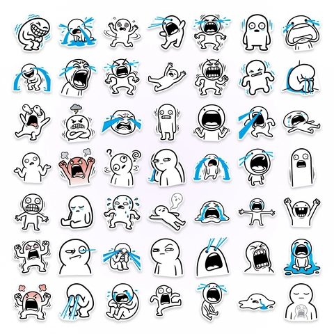 Adesivi Divertenti Meme Emoji Umanoide Decalcomanie in PVC Impermeabili per Laptop Cover Cellulare Scrapbooking DIY Decorativi
