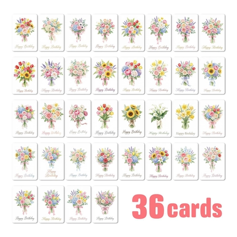 Aquarell Blumen Geburtstagskarten Set Elegante Botanische Grußkarten Sortierte Handgemalte Karten Für Partyartikel