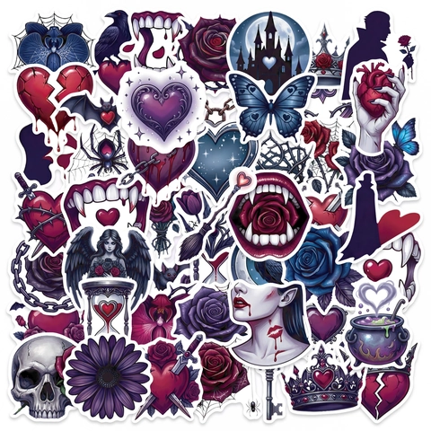 Nordic Gothic Valentine's Day Stickers Waterproof Dark Aesthetic Graffiti Decals For Water Bottle Laptop Phone DIY Decor