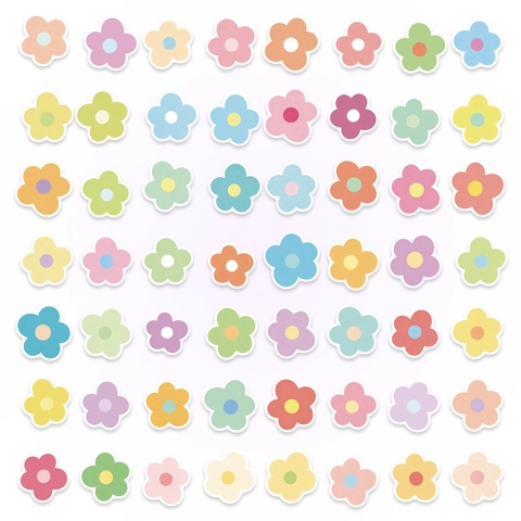 Pegatinas de Flores de Color Macaron Piezas no Repetitivas Estilo Ins Floral Decorativo para DIY Scrapbook Journaling Decoración de Cuadernos