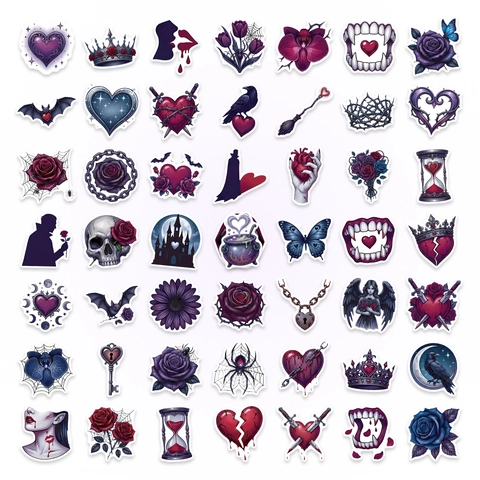 Nordic Gothic Valentine's Day Stickers Waterproof Dark Aesthetic Graffiti Decals For Water Bottle Laptop Phone DIY Decor