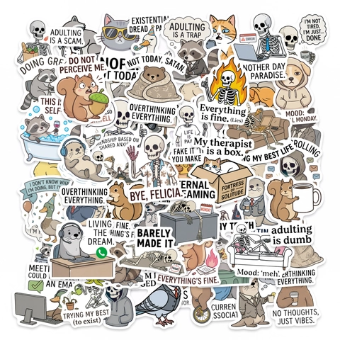 Divertidas Pegatinas De Animales Humor Vinilo Impermeable Laptop Guitarra Botella De Agua Calcomanías Para Jóvenes Adultos Oficina