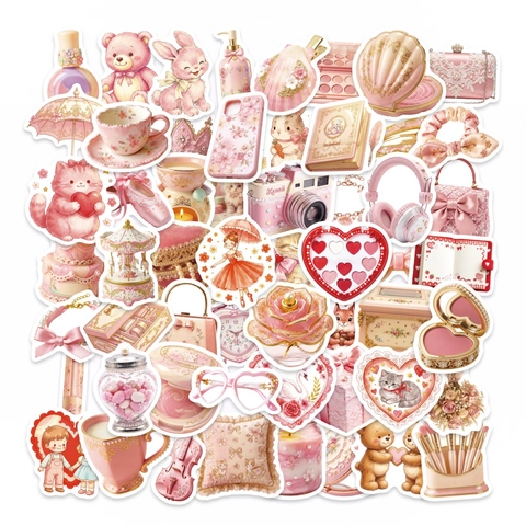 Adesivi Vintage Rosa Lolita Kawaii Decalcomanie Impermeabili Per Fai Da Te Diario Scrapbook Laptop Valigia Custodia Telefono