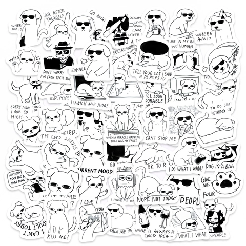 Cartoon Lustige Hund Aufkleber Wasserdicht Vinyl Decals Für Laptop Wasserflasche Handy Scrapbook DIY Deko Handgezeichnet