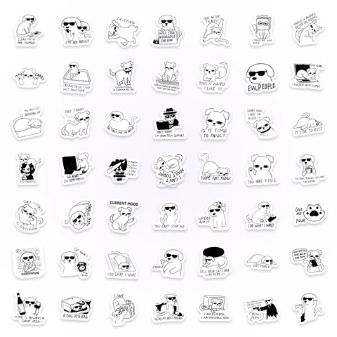 Cartoon Lustige Hund Aufkleber Wasserdicht Vinyl Decals Für Laptop Wasserflasche Handy Scrapbook DIY Deko Handgezeichnet