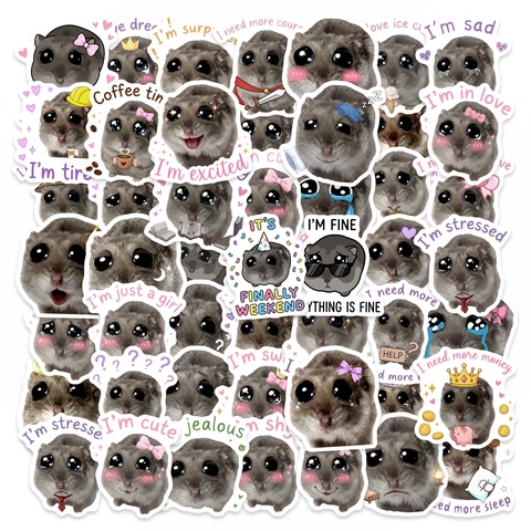 Hamster Meme Stickers Waterproof Laptop Computer Decoration Funny Cartoon Animal Expressions DIY Decals Students Kids