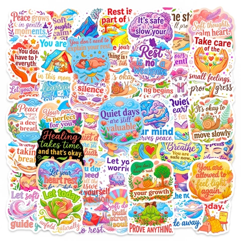 Autocollants de Pleine Conscience Guérison Citations Motivationnelles Anglaises Positives Imperméable PVC Décalcomanies pour Journal Intime Laptop Set