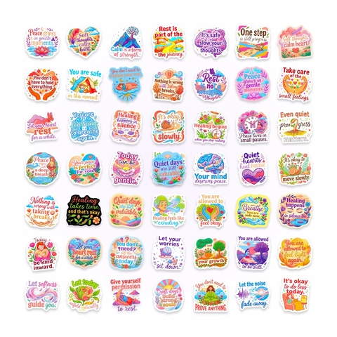 Autocollants de Pleine Conscience Guérison Citations Motivationnelles Anglaises Positives Imperméable PVC Décalcomanies pour Journal Intime Laptop Set