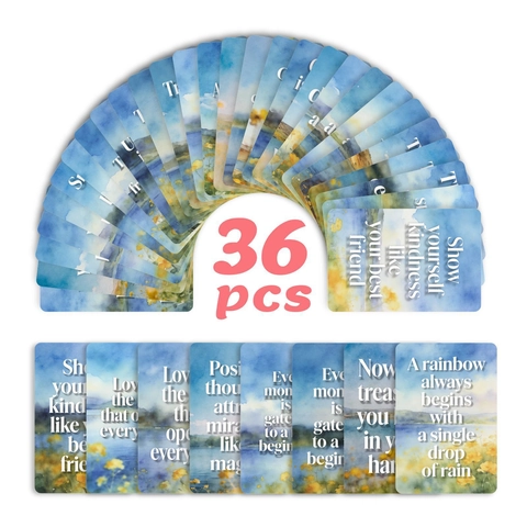 Aquarel Bloemen Landschap Inspirerende Affirmatiekaarten Voor Dagelijkse Aanmoediging Positiva Citaten Wenskaarten Bureau Decoratie
