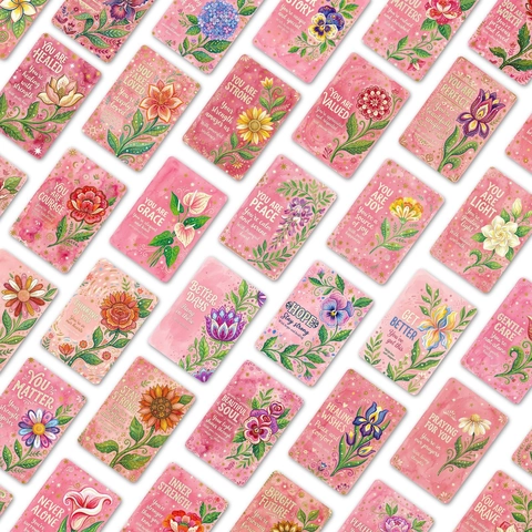 Rosa Blumen Affirmationskarten Heilende Inspirierende Zitate Ästhetische Raumdeko Tagebuch Material Positive Grußkarten