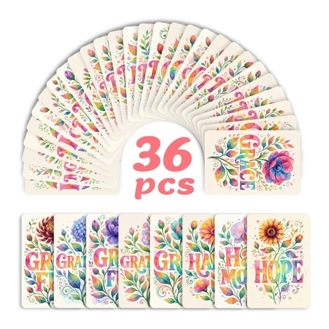 Cartes de Vœux Fleurs Inspirantes Illustration Aquarelle Cartes Postales Citations Positives Papier Couché Mini Cartes de Notes