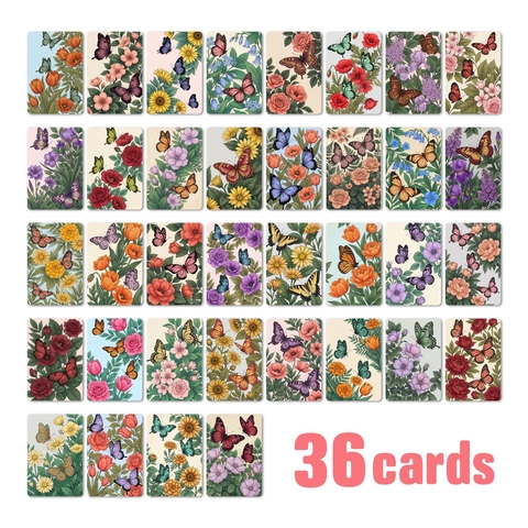Vintage Blumen Schmetterling Illustration Karten Ästhetisch Botanisch Nachricht Karte Wanddeko Scrapbooking Material Pappe