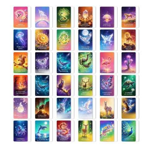 French Fantasy Animal Energy Cards Healing Illustrations Inspirational Quotes For Wall Decor Journaling Home Decoration Material