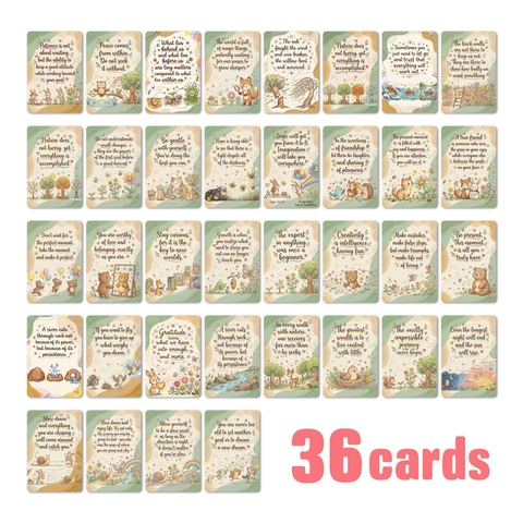 Forest Animal Inspirational Quote Cards Healing Style Watercolor Hand Painted Postcards For Room Decor Hand Account Material Gift Card