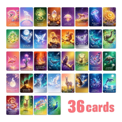 French Fantasy Animal Energy Cards Healing Illustrations Inspirational Quotes For Wall Decor Journaling Home Decoration Material