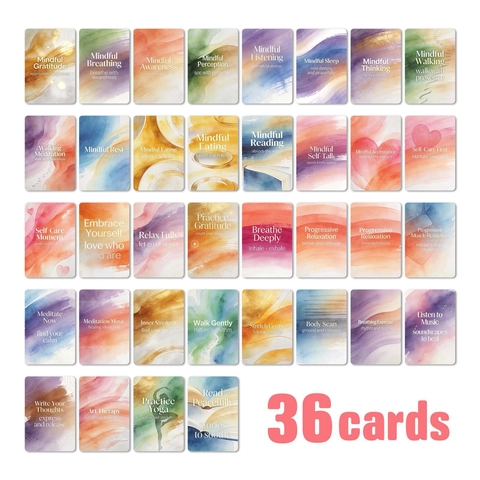 Carte di Suggerimento per la Guarigione ad Acquerello Meditazione Mindfulness per Alleviare lo Stress Gratitudine Quotidiana Benessere Spirituale Regalo