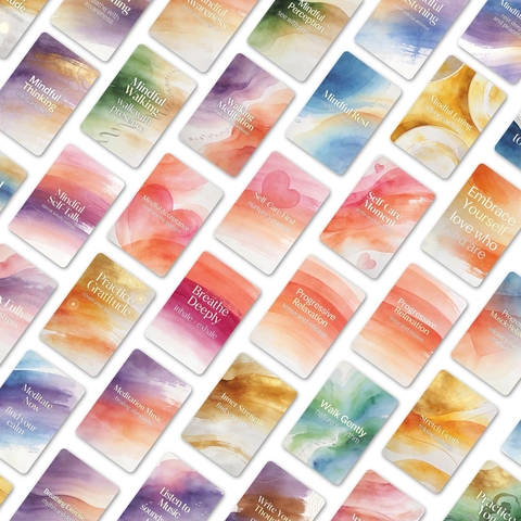 Carte di Suggerimento per la Guarigione ad Acquerello Meditazione Mindfulness per Alleviare lo Stress Gratitudine Quotidiana Benessere Spirituale Regalo