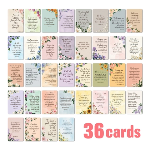 Watercolor Floral Bible Verse Cards Inspirational Scripture Quotes Cardstock Encouragement Religious Prayer Greeting Cards Wall Decor Gifts