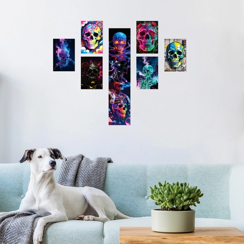 Skull Art Postcards Decorative Wall Posters Colorful Cyberpunk Gothic Street Graffiti Skull Cards For Room Decor