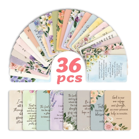 Watercolor Floral Bible Verse Cards Inspirational Scripture Quotes Cardstock Encouragement Religious Prayer Greeting Cards Wall Decor Gifts