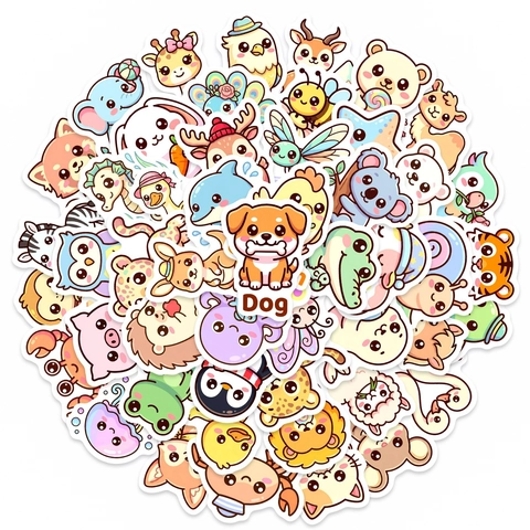 Cute Cartoon Animal Waterproof PVC Stickers Children Handbook Stationery DIY Decoration Kids Scrapbooking Decals
