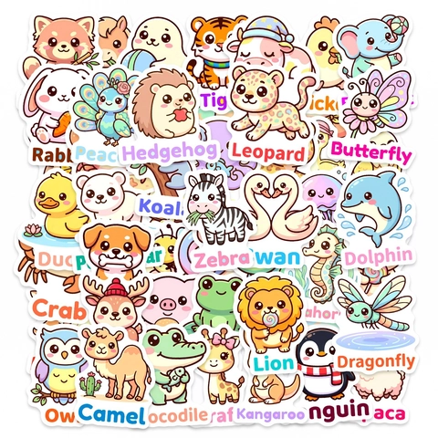 Cute Cartoon Animal Waterproof PVC Stickers Children Handbook Stationery DIY Decoration Kids Scrapbooking Decals