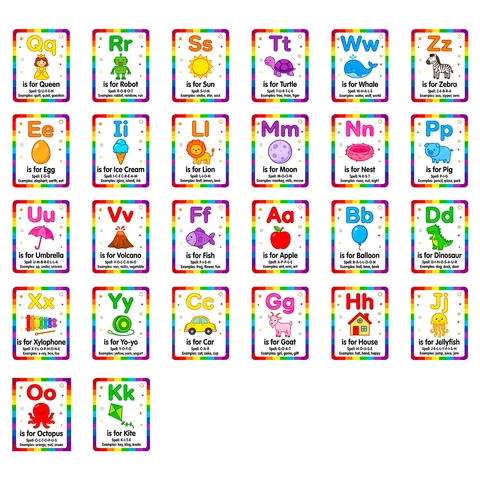 Tarjetas Flash Alfabeto Inglés Pegatinas Aprendizaje Temprano Animales Dibujos Letras Material Educativo Niños Tarjetas Vocabulario Cognitivo