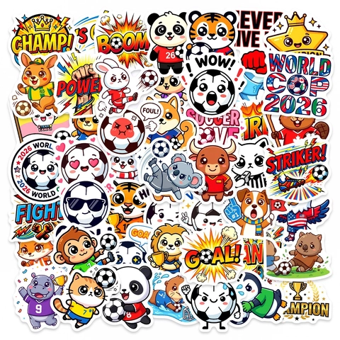 Adesivi di Animali Cartoni Animati Calcio Impermeabile PVC Tema Calcio Decalcomanie Decorative per Laptop Cancelleria Bambini